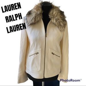 LAUREN RALPH LAUREN JACKET 🎉REMOVABLE FUR COLLAR! WOOL BLEND